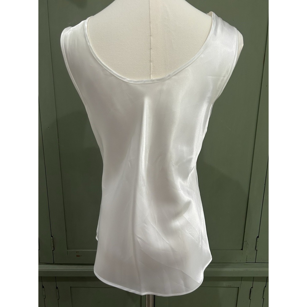 Vintage USA Womens White Satin Top‎ Size M Crochet Lace Fairy Romantic Coquette - Picture 7 of 13